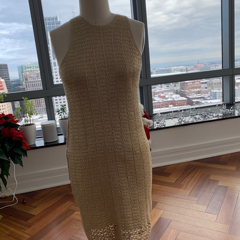 Gold crochet dress very well structured
